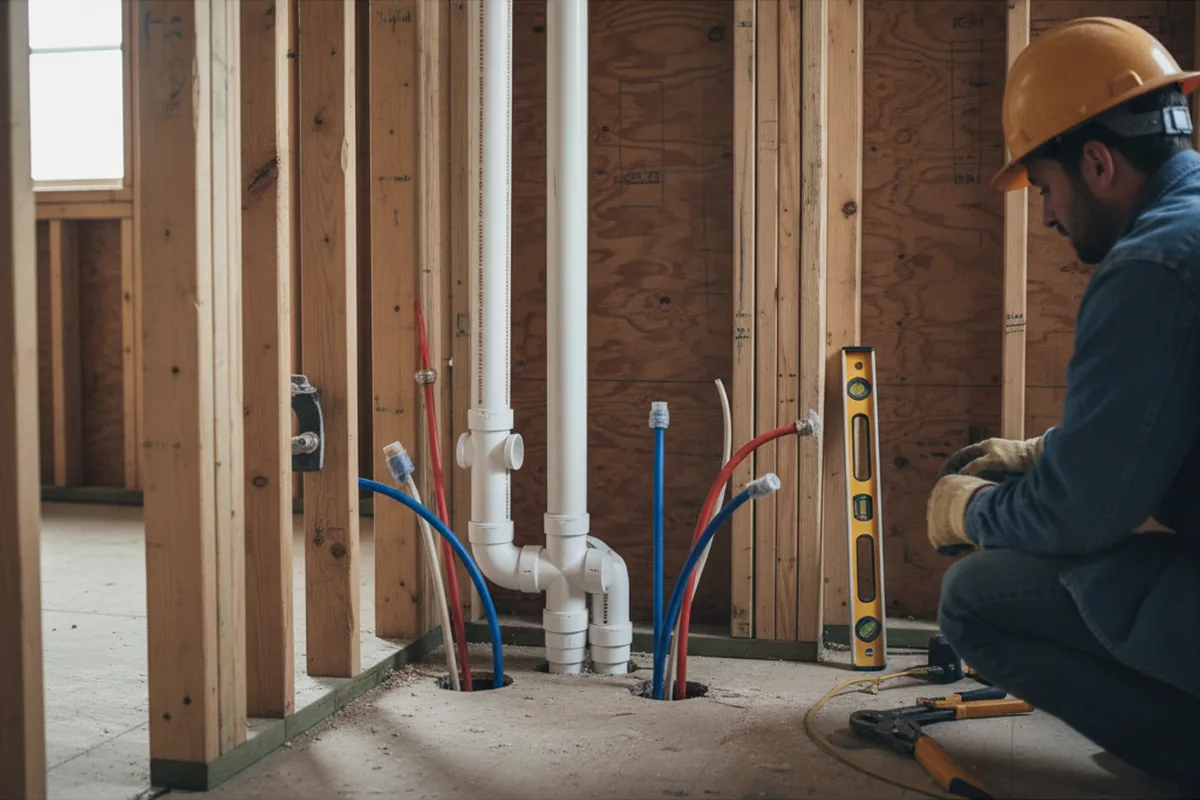 Drain and supply rough-in during Leak Detection in Cross